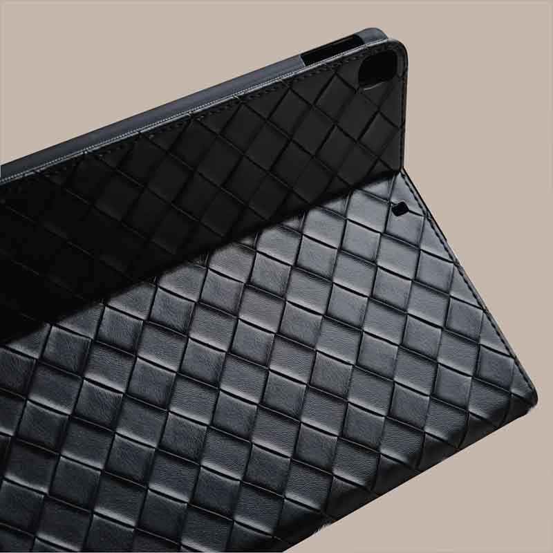 Black Weave iPad Case For for iPad 2024 A16 M4 iPad with Pencil Holder for iPad 10/9/8 10.2 M3 M2 iPad Air 4/5/6 iPad Pro M1 11/12.9 iPad Mini 5/6/7