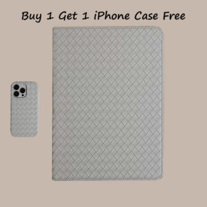 [Buy 1 Get 1 iPhone Case Free] Beige Weave iPad Case For for iPad 2024 A16 M4 iPad with Pencil Holder for iPad 10/9/8 10.2 M3 M2 iPad Air 4/5/6 iPad Pro M1 11/12.9 iPad Mini 5/6/7