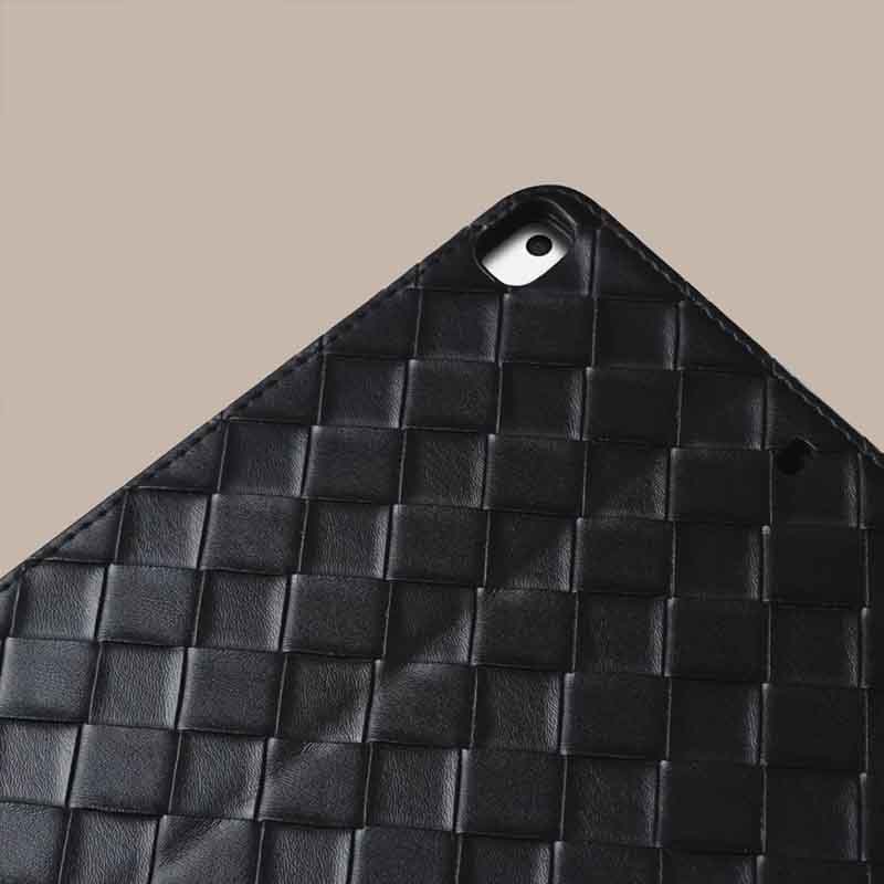 Black Weave iPad Case For for iPad 2024 A16 M4 iPad with Pencil Holder for iPad 10/9/8 10.2 M3 M2 iPad Air 4/5/6 iPad Pro M1 11/12.9 iPad Mini 5/6/7