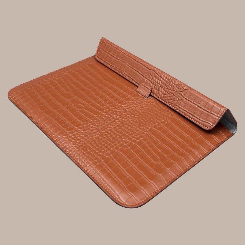 Leather Brown Crocodile Bag For Laptop Macbook Sleeve Notebook Bag Laptop Case for Air 13.3 M2 13.6 A2681 A3113 M3 A3240 M4 pro 14 14.2 A2442 A2779 A3112 Air 15 15.3 A2942 A3114 A3241 16 A2780 A2991 A3401 A3186