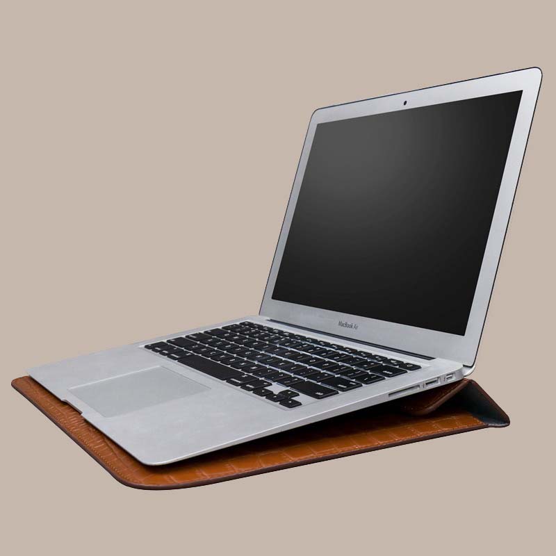 Leather Brown Crocodile Bag For Laptop Macbook Sleeve Notebook Bag Laptop Case for Air 13.3 M2 13.6 A2681 A3113 M3 A3240 M4 pro 14 14.2 A2442 A2779 A3112 Air 15 15.3 A2942 A3114 A3241 16 A2780 A2991 A3401 A3186