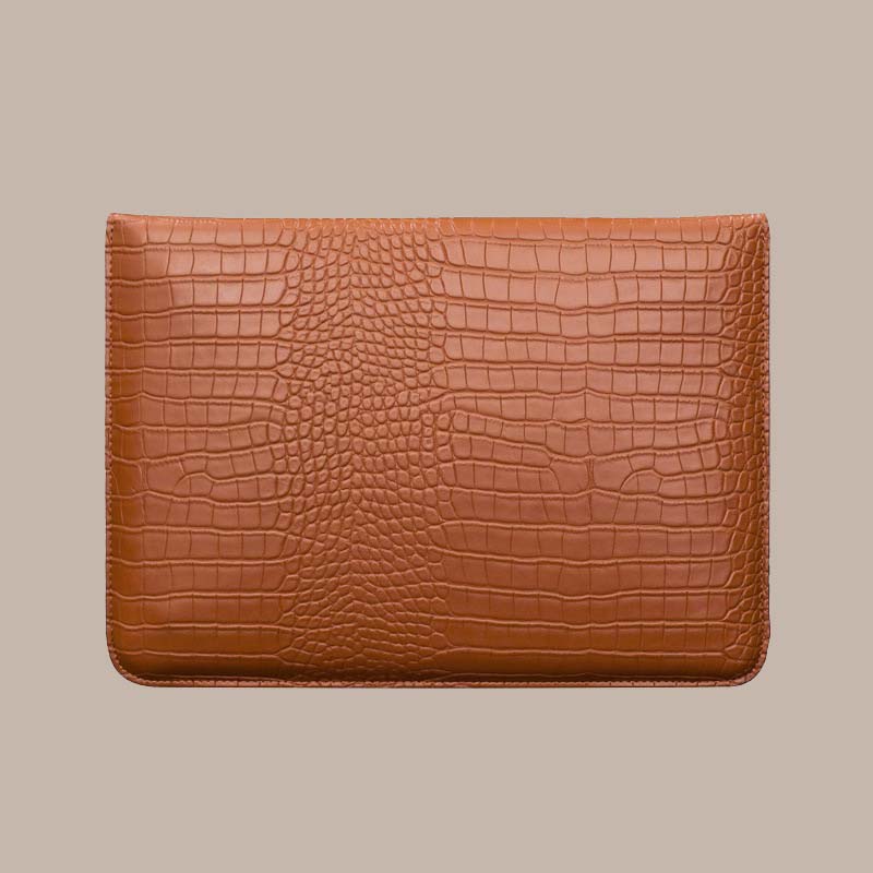 Leather Brown Crocodile Bag For Laptop Macbook Sleeve Notebook Bag Laptop Case for Air 13.3 M2 13.6 A2681 A3113 M3 A3240 M4 pro 14 14.2 A2442 A2779 A3112 Air 15 15.3 A2942 A3114 A3241 16 A2780 A2991 A3401 A3186