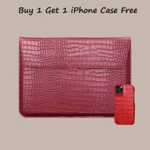 [Buy 1 Get 1 iPhone Case Free] Dark Red Crocodile Bag For Laptop Macbook