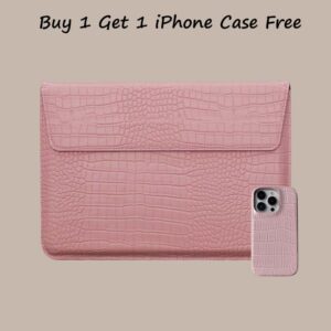 [Buy 1 Get 1 iPhone Case Free] Blush Pink Crocodile Bag For Laptop Macbook Sleeve Notebook Bag Laptop Case for Air 13.3 M2 13.6 A2681 A3113 M3 A3240 M4 pro 14 14.2 A2442 A2779 A3112 Air 15 15.3 A2942 A3114 A3241 16 A2780 A2991 A3401 A3186