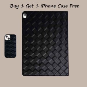 [Buy 1 Get 1 iPhone Case Free] Black Weave Leather Case For iPad